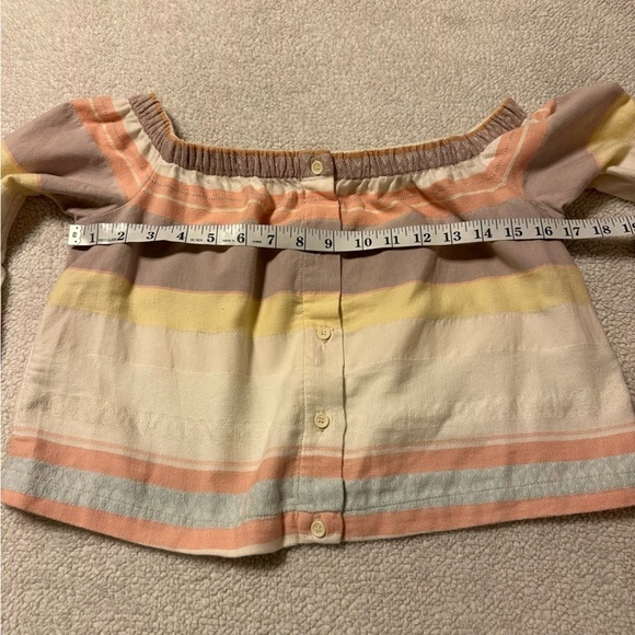 MOTHER Off the Shoulder Belle Top in Sweet Southern Trouble Pastel Stipe - Picture 4 of 13